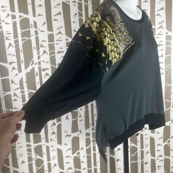 We The Free Feelin' It Studded Patchwork Mixed Media Oversized Hi-Low Top XS - Picture 2 of 8